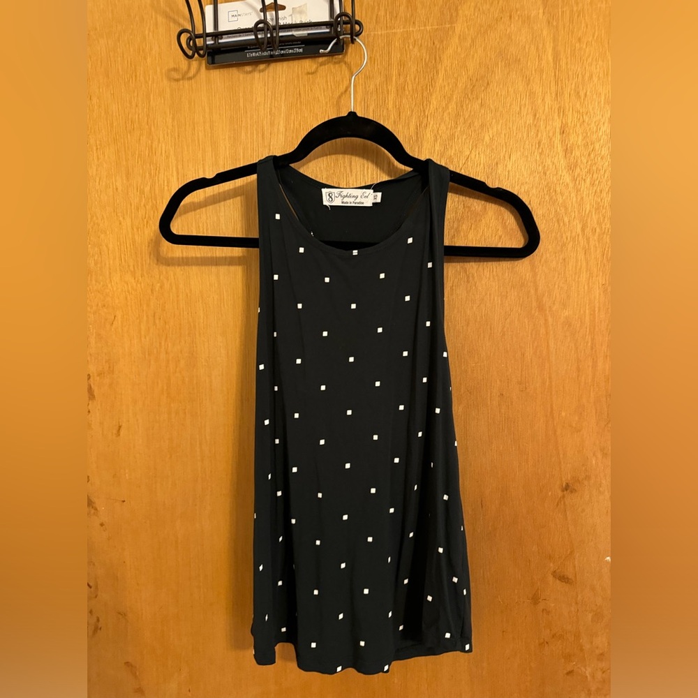 Black and White Polka Dot Scoop Neck Tank Jess Top